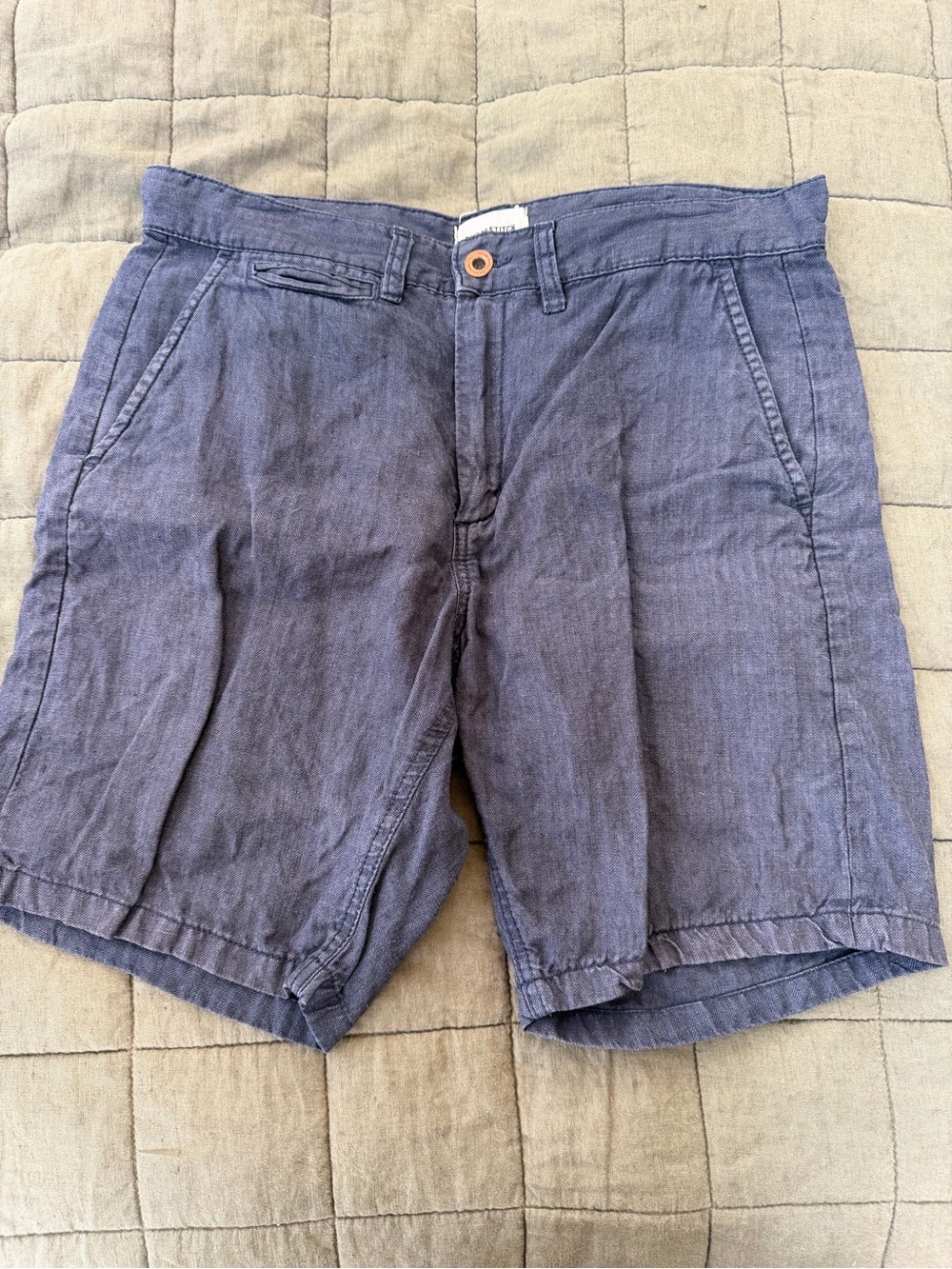 Taylor Stitch Men's Slate Blue Flat-Front Linen Shorts